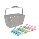image 1 of JVL Plastic Peg Basket, Grey with 24 Prism Soft Touch Flower Design Plastic Pegs, Multi
