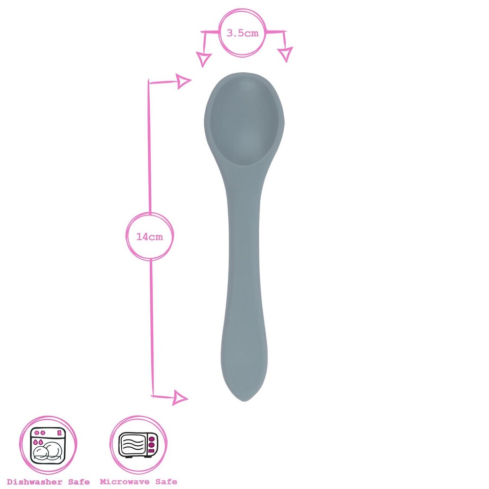 image 1 of Tiny Dining Silicone Weaning Spoon - Dusty Rose - Children's Baby Toddler Soft Curved Feeding Weaning Cutlery