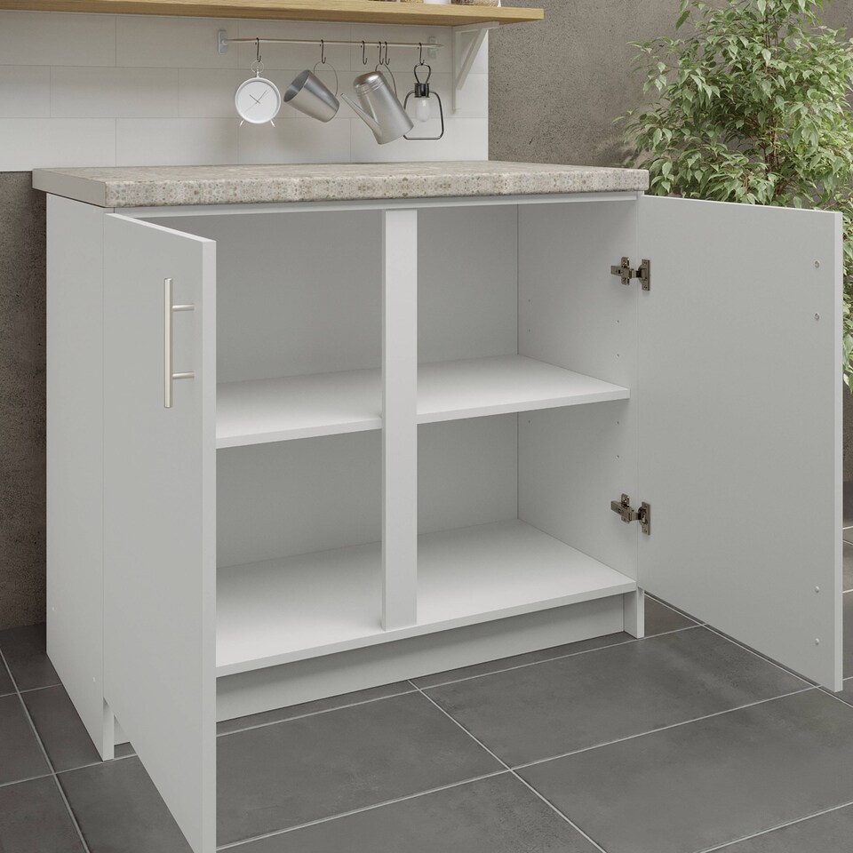 image 1 of JD Greta Kitchen Base Unit 1000mm Storage Cabinet With Doors Shelf 100cm White Matt with Worktop