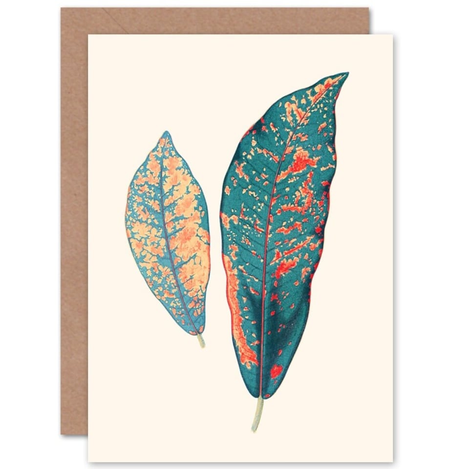 image 1 of Primary Coloured Exotic Leaves Just To Say Blank Art Card