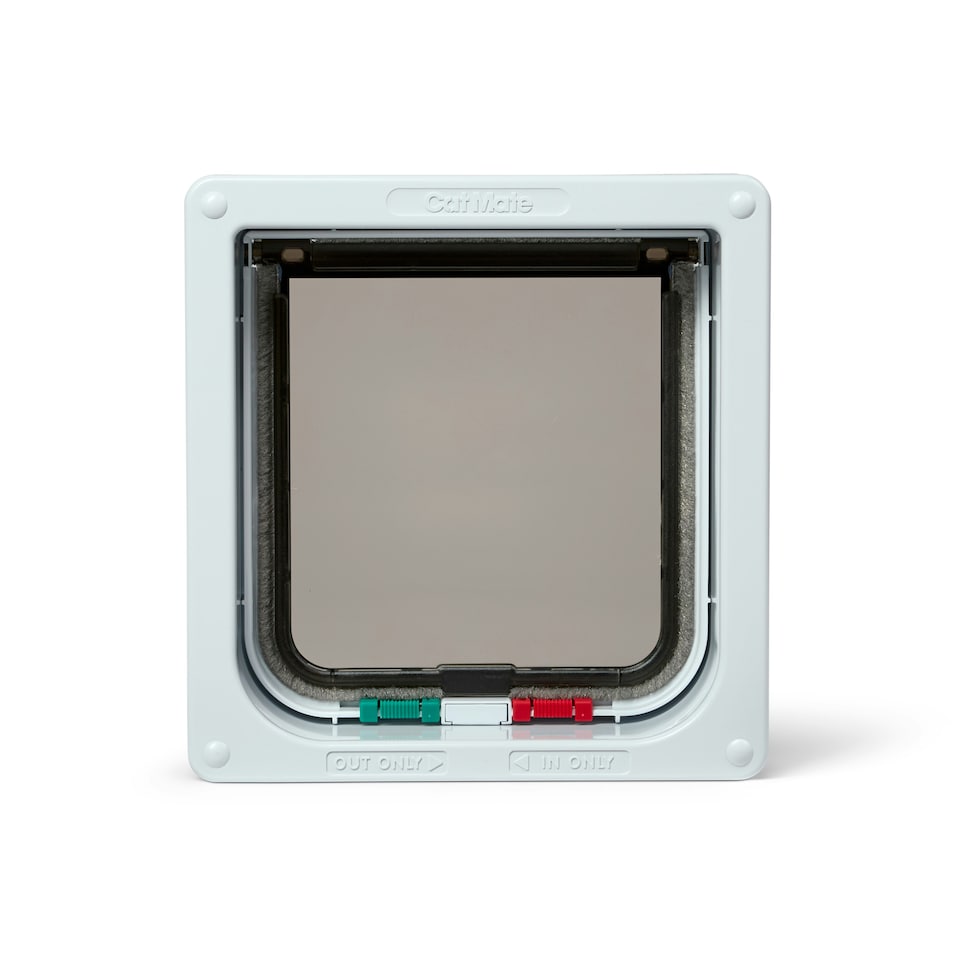 image 1 of Cat Mate 4-Way-Locking Cat Flap with Door Liner to 50mm (2 inches) – White (235W)