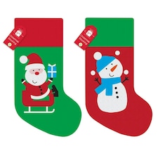 Pack of 2 Santa or Snowman Design Children's Christmas Stockings