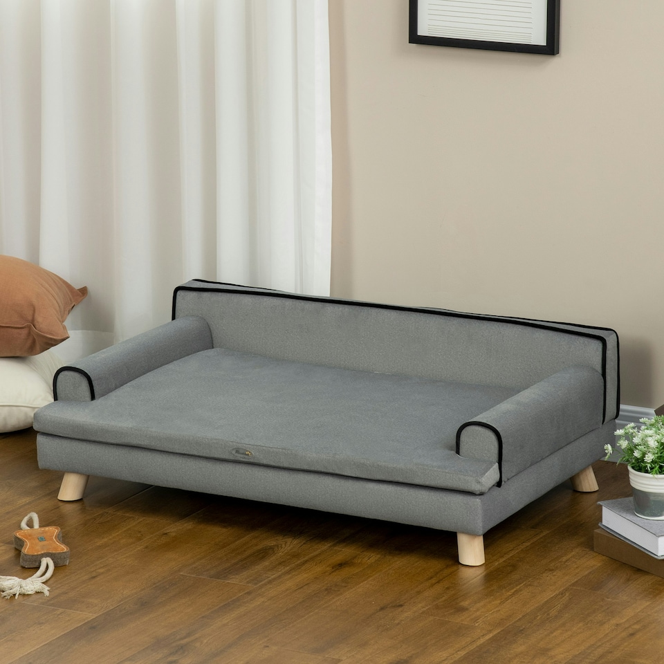 image 1 of PawHut Dog Sofa w/ Legs, Water-Resistant Fabric for Large, Medium Dogs - Grey