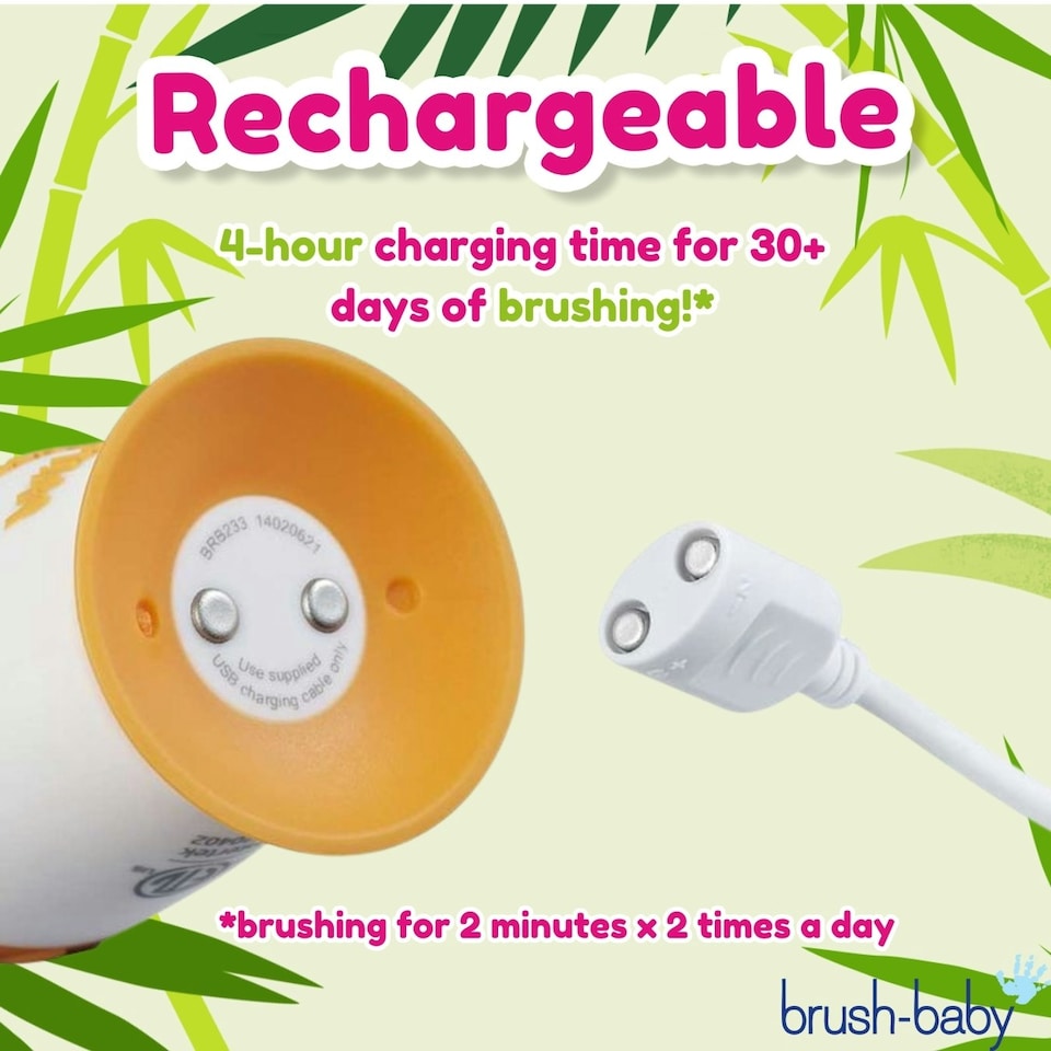 image 1 of Brush Baby WildOnes™ Panda Kids Electric Rechargeable Toothbrush