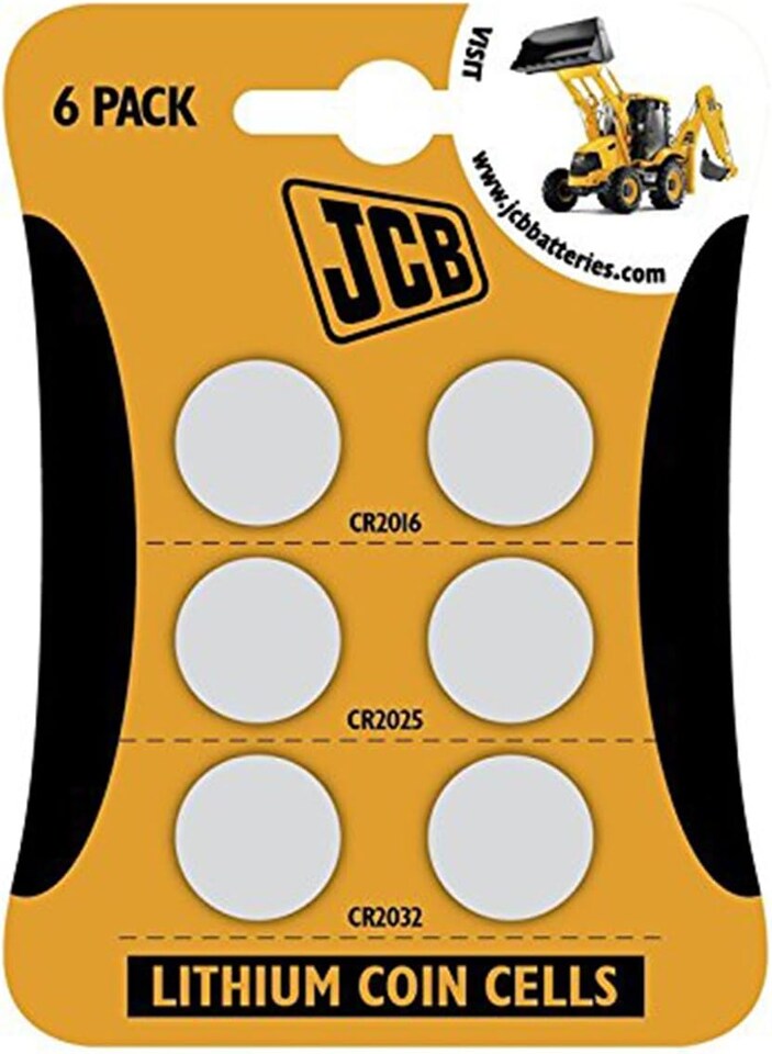 JCB Mixed Lithium Coin Cell Battery Pack (CR2016, CR2025, CR2032) (Product Code: 2XCR2016/25/32)