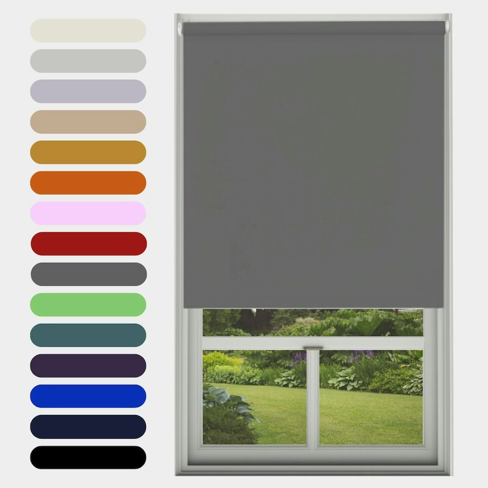 image 1 of Blackout Roller Blind Charcoal Grey 120cm 210cm Drop | Grey | Dark Grey