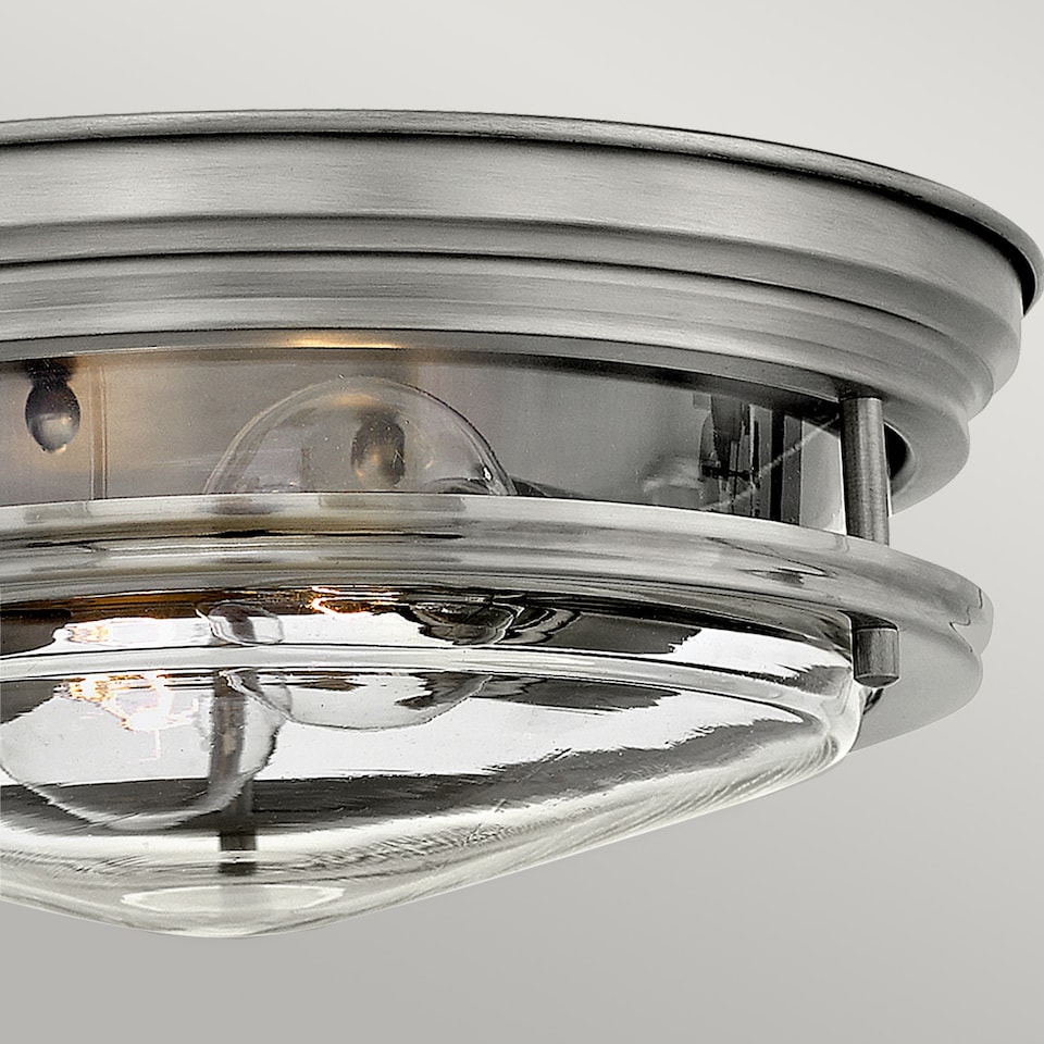 image 1 of Hinkley Hadrian 2 Light Flush Mount Antique Nickel with Glass IP44