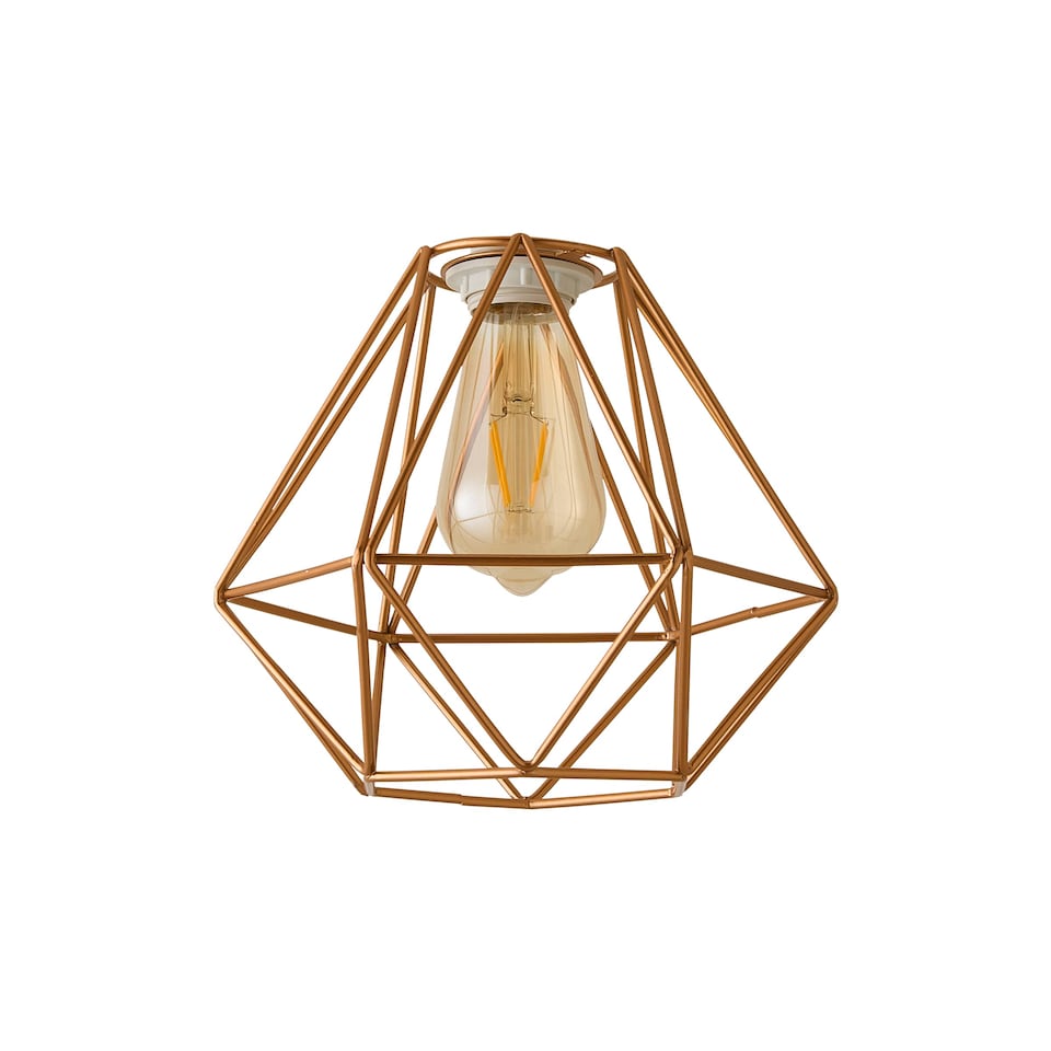 image 1 of ValueLights Modern Geometric Copper Metal Basket Cage Ceiling Pendant Light Shade