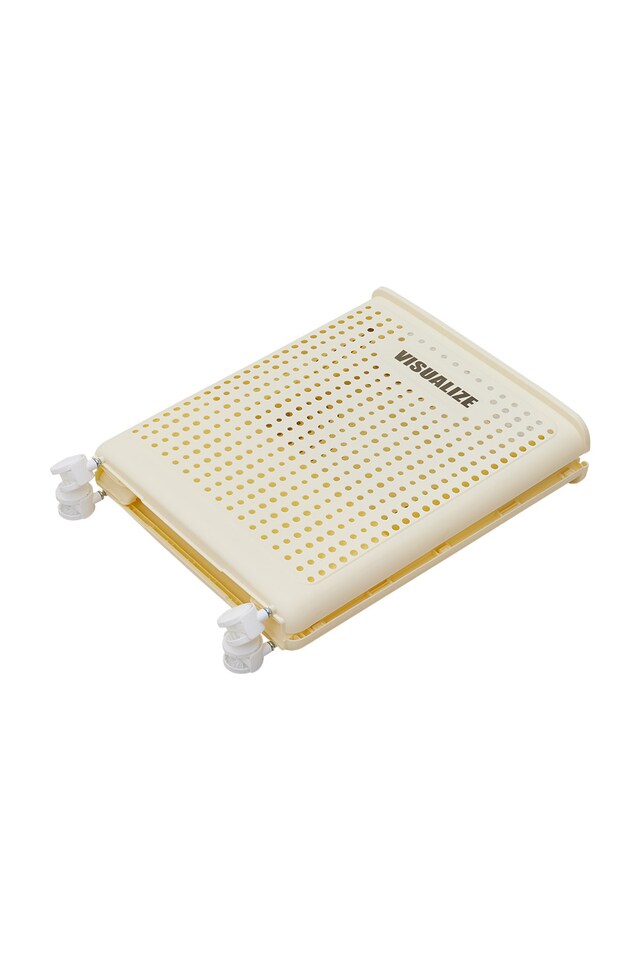 image 1 of Living and Home Foldable Laundry Basket with Wheels, M | Cream | M