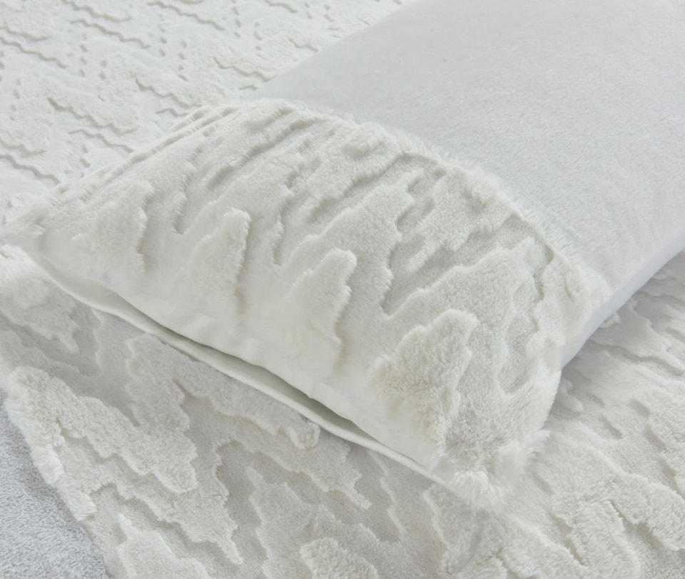 image 1 of Homes Linen Amari Teddy Fleece Cream Duvet Cover Set with Pillowcases Ultra Soft Plush Warm Cosy Winter Bedding Set | Cream | Double