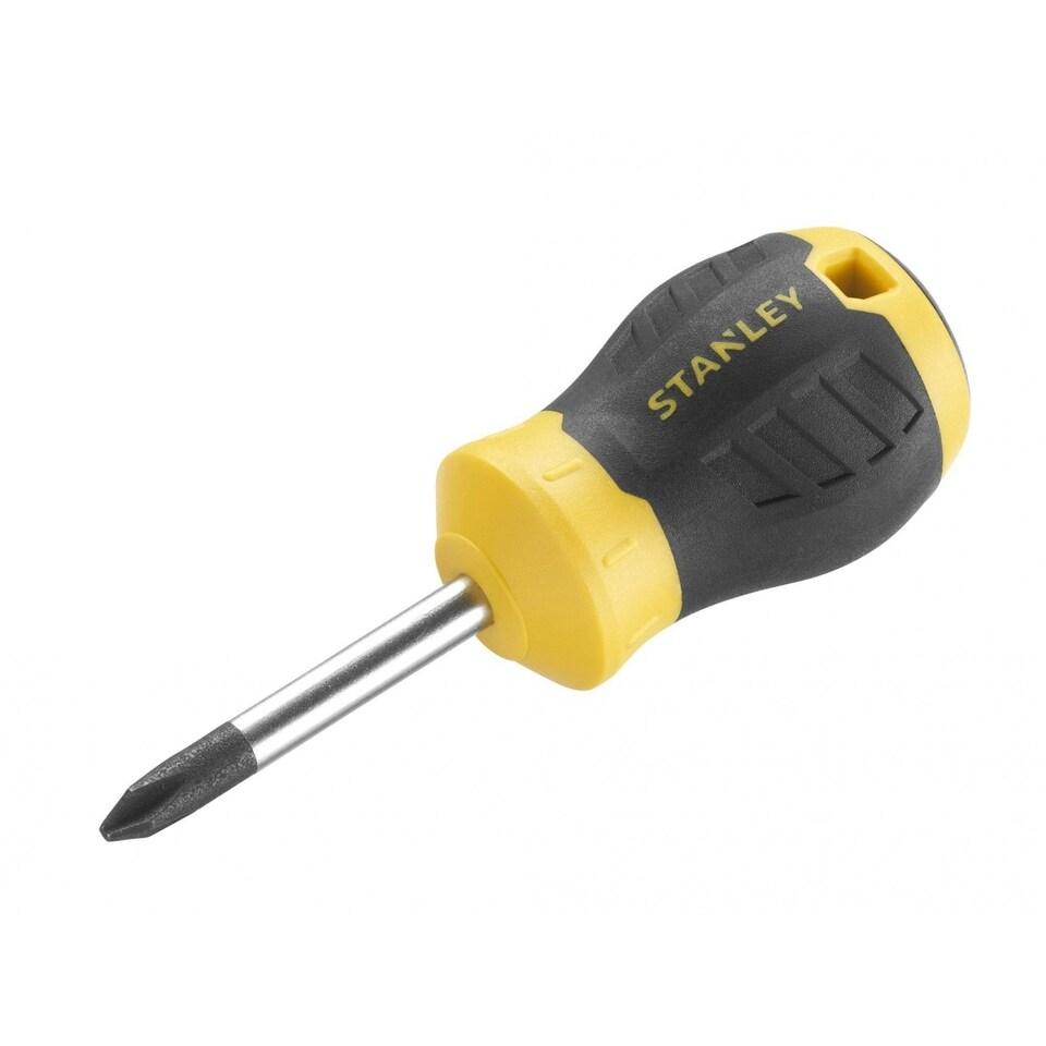 Stanley Hand Tools Cushion Grip Stubby Screwdriver, Phillips Tip - Multi Colour - PH2 x 45mm