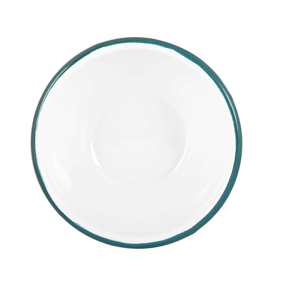 image 1 of Argon Tableware White Enamel Bowls - 16cm - Green - Pack of 6 Green