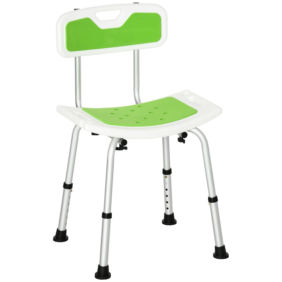 image 1 of HOMCOM Shower Stool for Elderly Disabled Adjustable Shower Stool Green