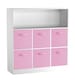 image 1 of Wide 7-Cube Bookcase With Drawers | White | White & Light Pink | 1