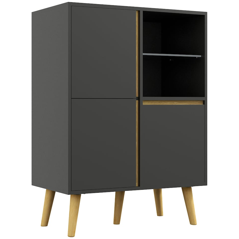 image 1 of HOMCOM Storage Cabinet Sideboard with Tempered Glass Adjustable Shelves