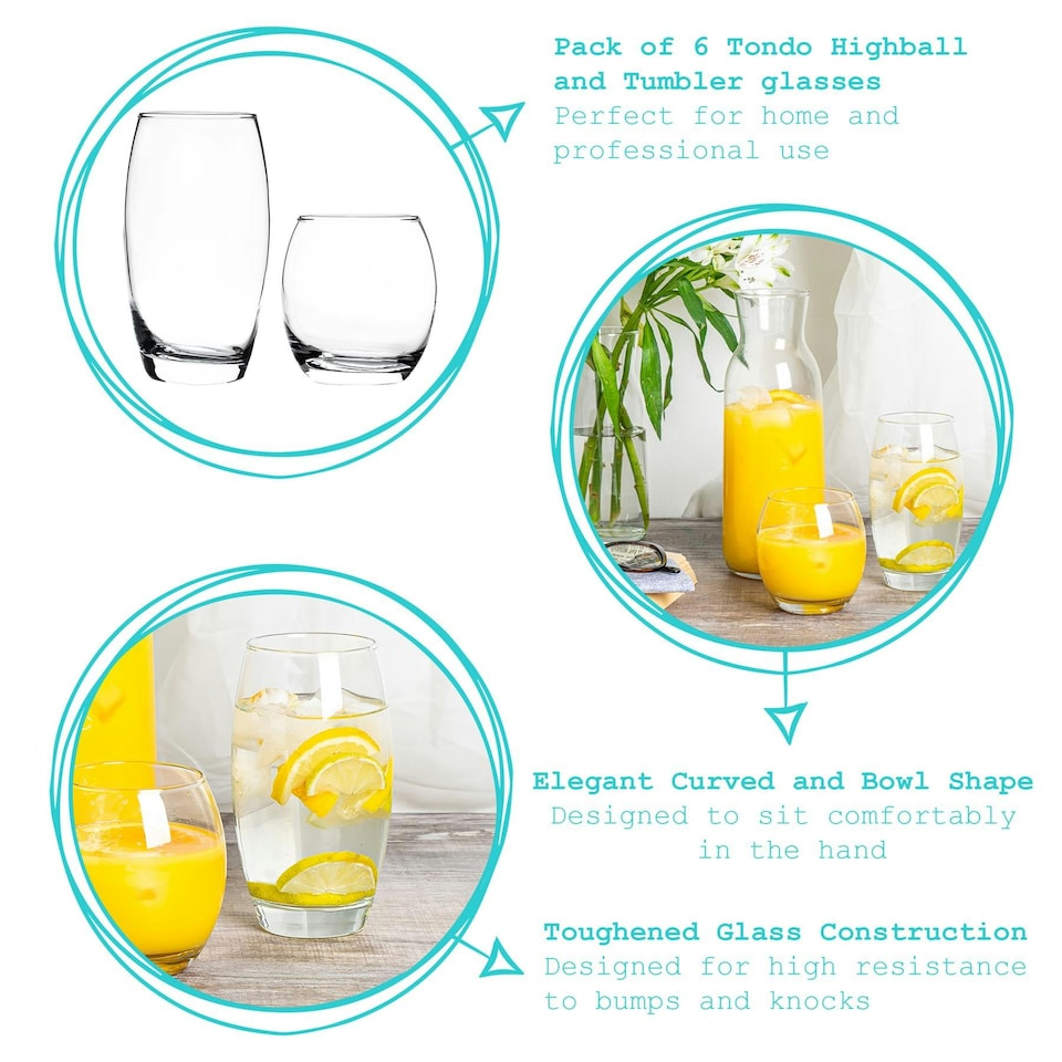 image 1 of Argon Tableware 12 Piece Tondo Glassware Set - Clear Clear