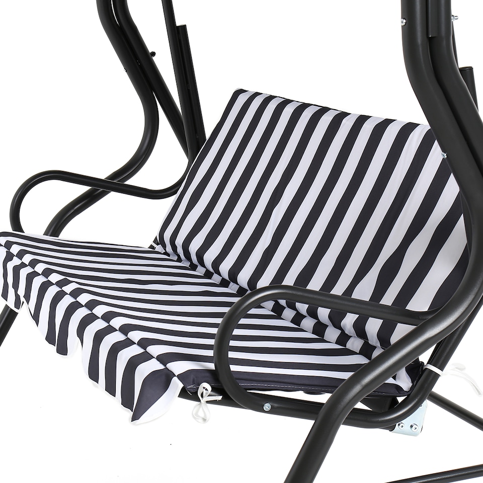 image 1 of Charles Bentley 2-3 Seater Garden Patio Swing Seat Hammock Chair - Grey Striped