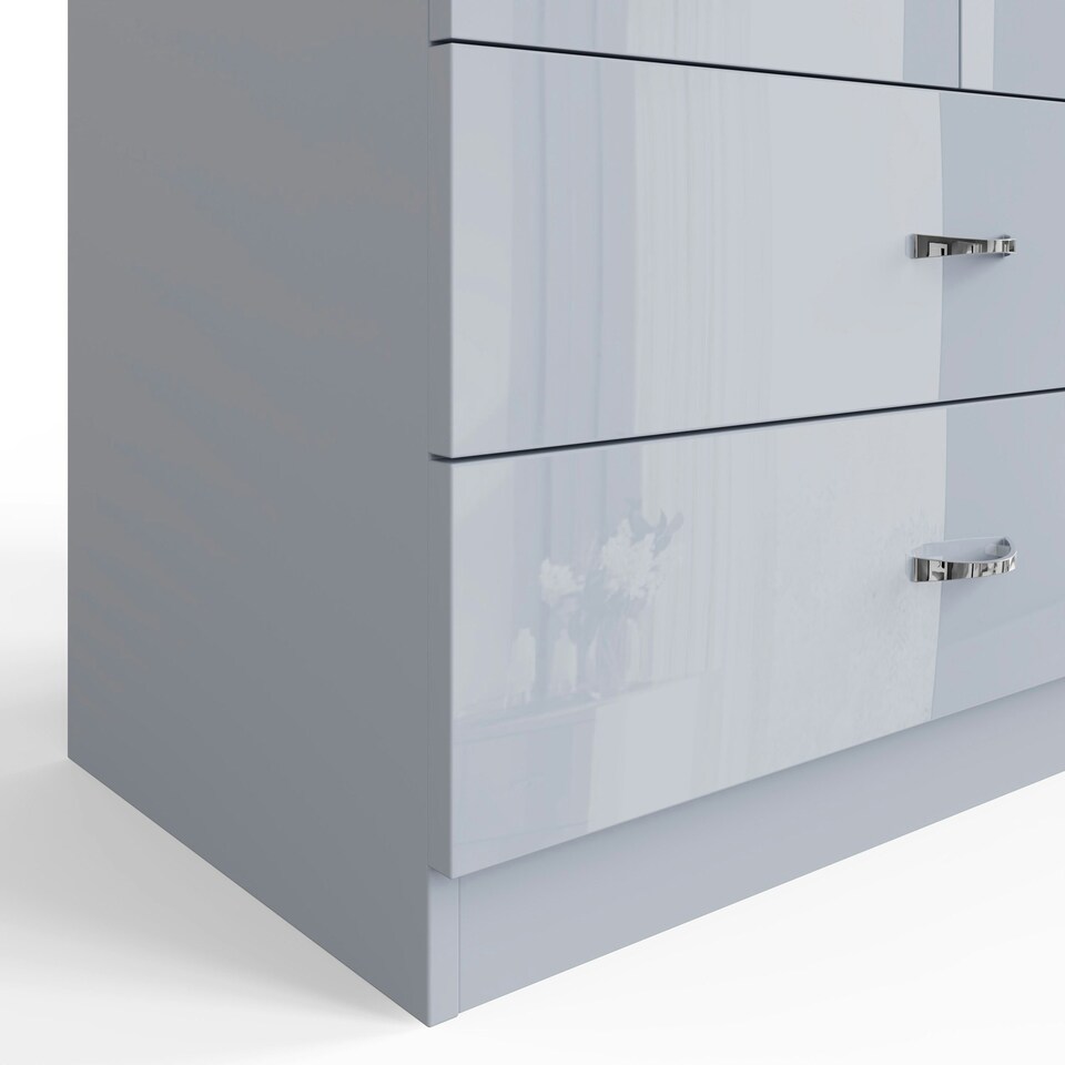 image 1 of FWStyle Chilton Combination Wardrobe 2 Door 2 Drawer - Grey Gloss Front Grey