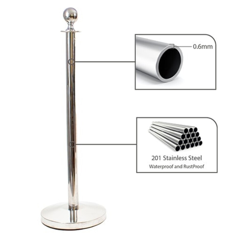 image 1 of 2 Prestige Chrome Poles With 1 Pink Braided Rope