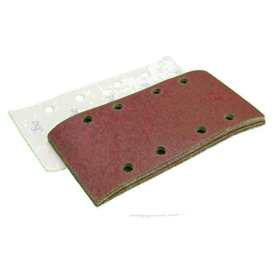 image 1 of Hook/Loop 1/3 Sheet Sanding Sander Sandpaper Pads 50 Pack 80 Grit