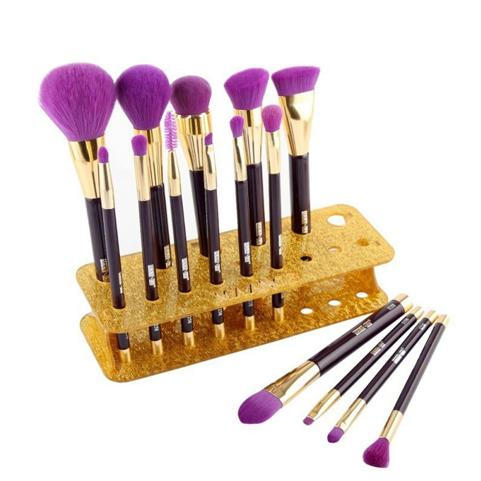 image 1 of Envie Make-Up Brush Holder 15 Hole Upright Head-Up Cosmetic Organiser, Gold