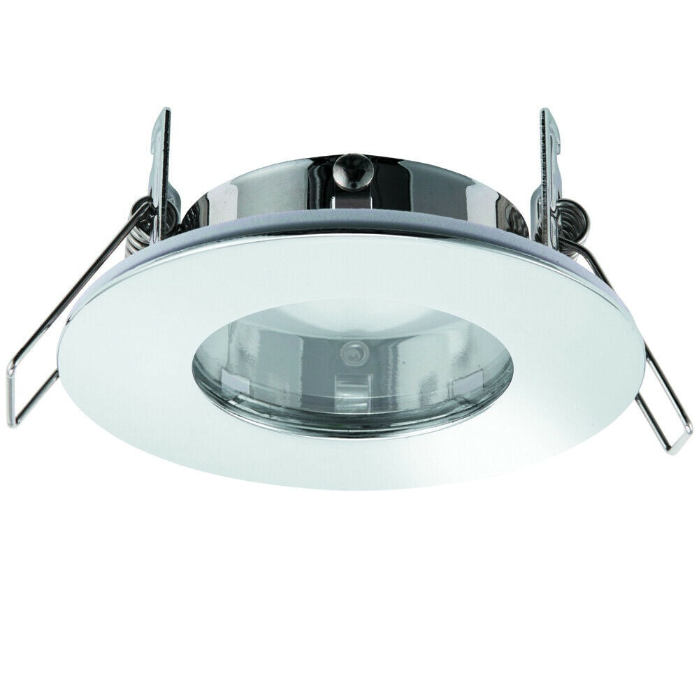 Loops IP65 Bathroom Slim Round Ceiling Downlight Chrome Plate Recessed LED GU10 Lamp