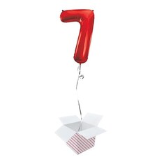 Red Number 7 Helium Foil Giant Balloon - Inflated Balloon in a Box