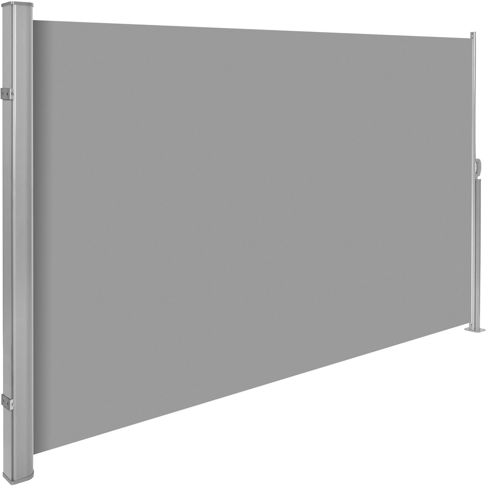 image 1 of Garden Privacy Screen with retractable side awning and aluminium casing | Grey | grey | 1