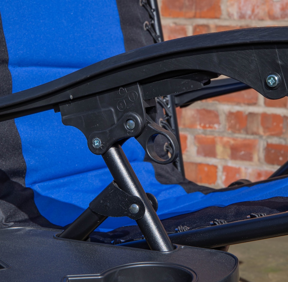 image 1 of Luxury Padded Multi Position Zero Gravity Garden Relaxer Chair Lounger in Blue & Black