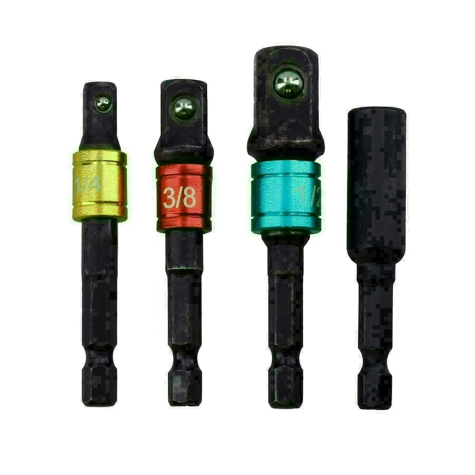 image 1 of Impact Allen Hex Socket Driver Adapters 1/4" 3/8" + 1/2" + Magnetic Bit Holder