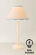 image 4 of ValueLights Bobble Cream Table Lamp Blue Trim Scallop Shade & Bulb | Cream | Blue