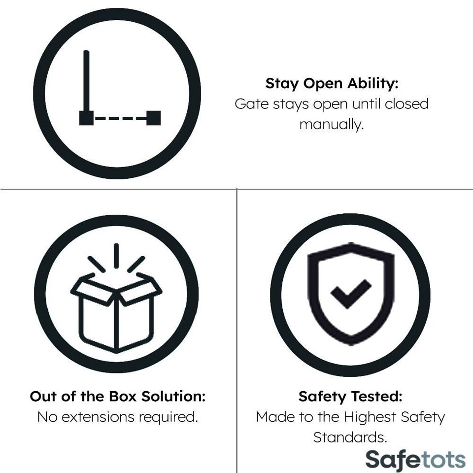 image 1 of Safetots Extra Tall Metal Safety Gate Pressure Fit, 120.3cm - 127.9cm, Slate Grey, 104cm in Height, Extra Tall Stair Gate, Tall Baby Gate, Easy Installation