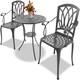 image 3 of Centurion Supports POSITANO Luxurious Garden and Patio Table and 2 Large Chairs with Armrests Cast Aluminium Bistro Set - Grey