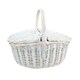 image 3 of White Wash Finish Oval Wicker Basket with Lining Blue | Blue | One Size