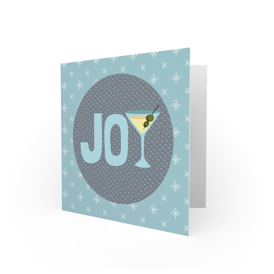 image 1 of Xmas Merry Martini Joy Olive Glass Present Christmas Card