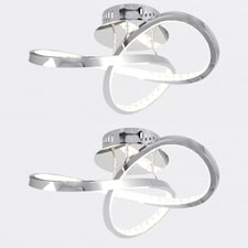 Set of 2 Jewelled Chrome LED Loop Ceiling Lights | Chrome | Clear | 2
