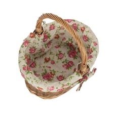 Small Lined Country Oval Wicker Shopping Basket Multi | Garden Rose | S