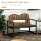 image 3 of Outsunny Wooden Bench for Two People, Patio Loveseat Chair w/ Slatted Backrest