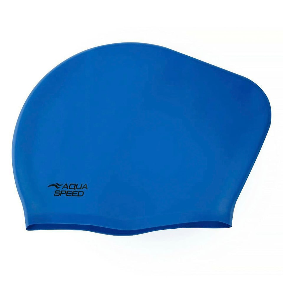 image 1 of Ladies Long Hair Swimming Cap | Extra Space Soft Silicone Comfy Fit Swim Cap | Blue | Blue | One Size | 1
