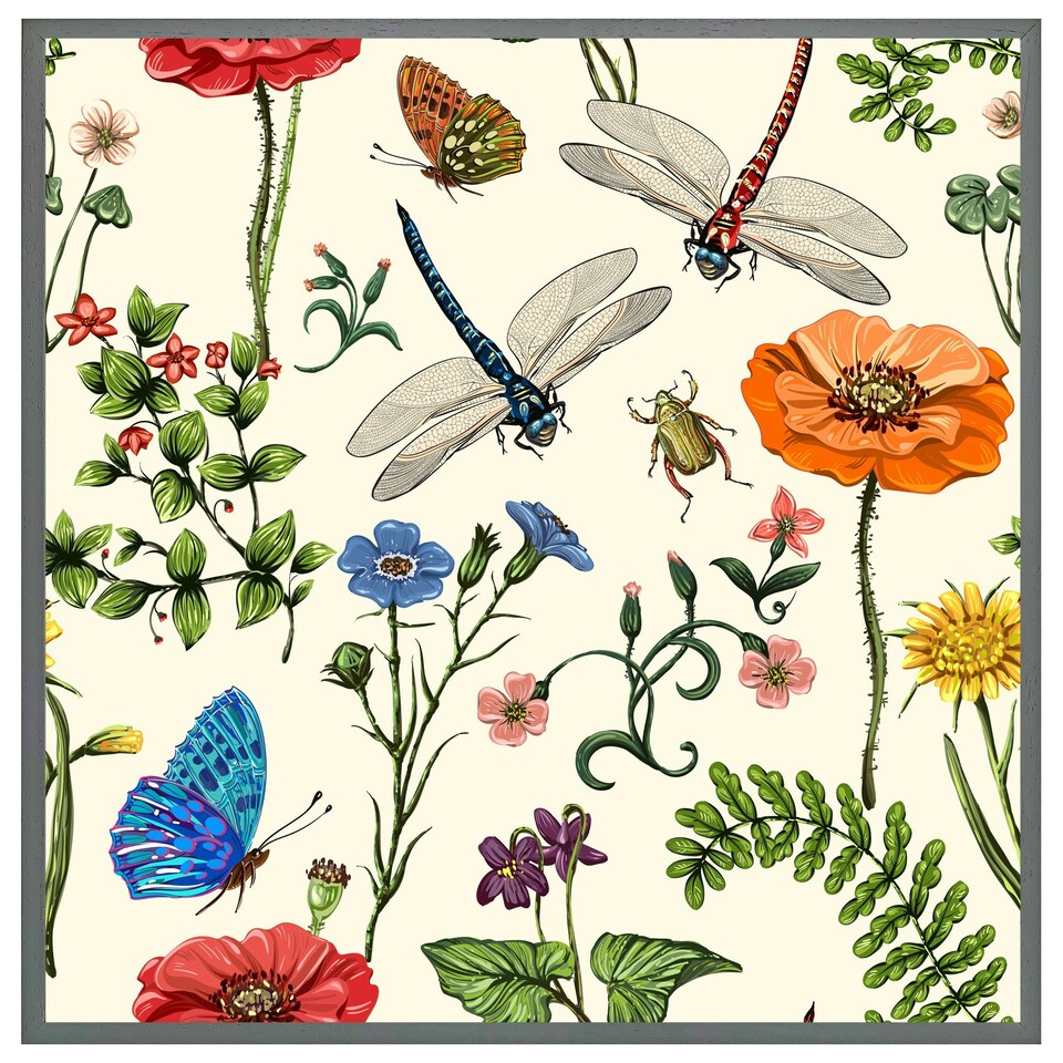 image 1 of Flowers & insects (Picture Frame) Brown | XL