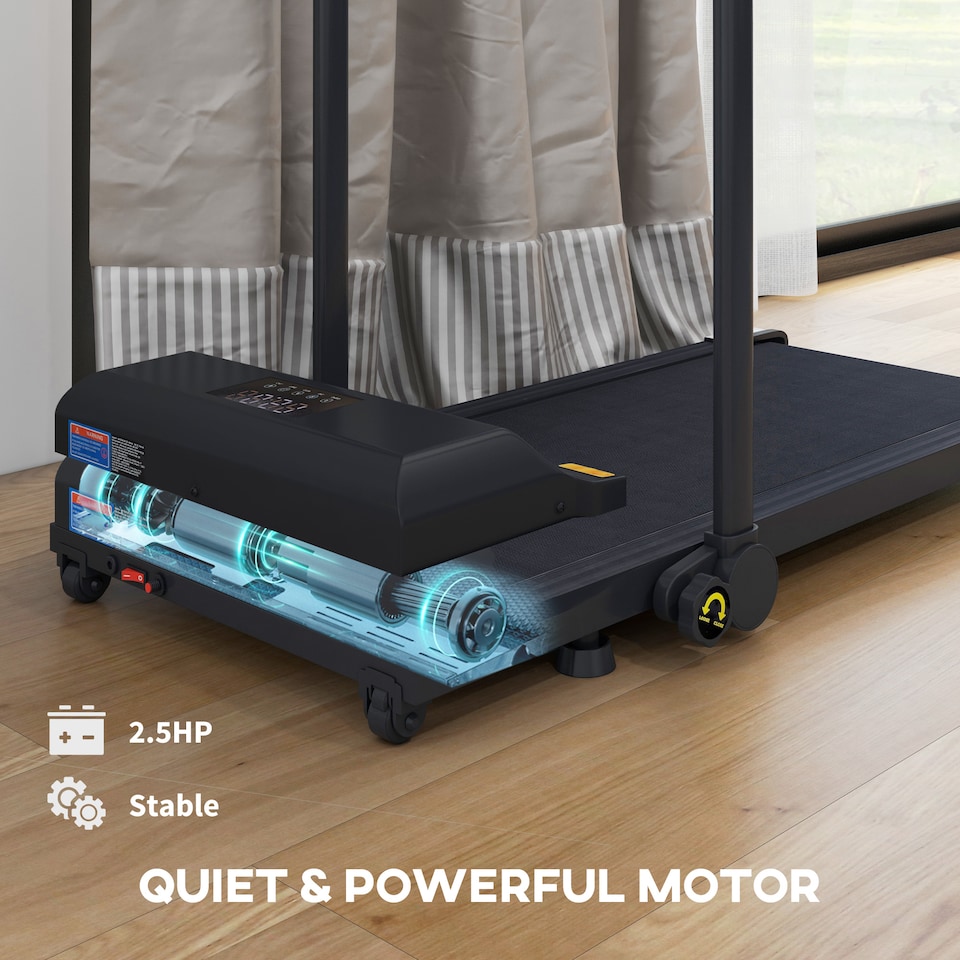 image 1 of HOMCOM 2.5HP Folding Treadmill Walking Pad with Remote Control, 1-10km/h | Black | Black