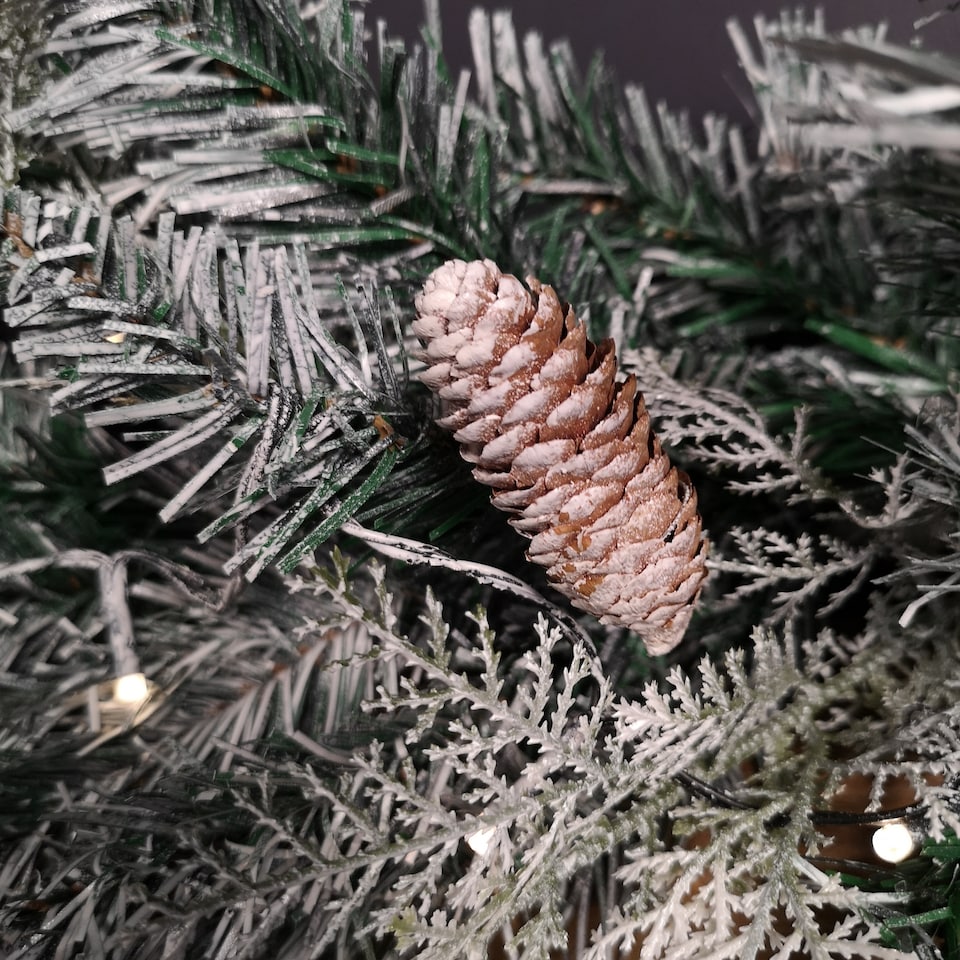 image 1 of 1.8m Snowy Christmas Garland with Pinecones 96 Tips and 50 Warm White LED Lights
