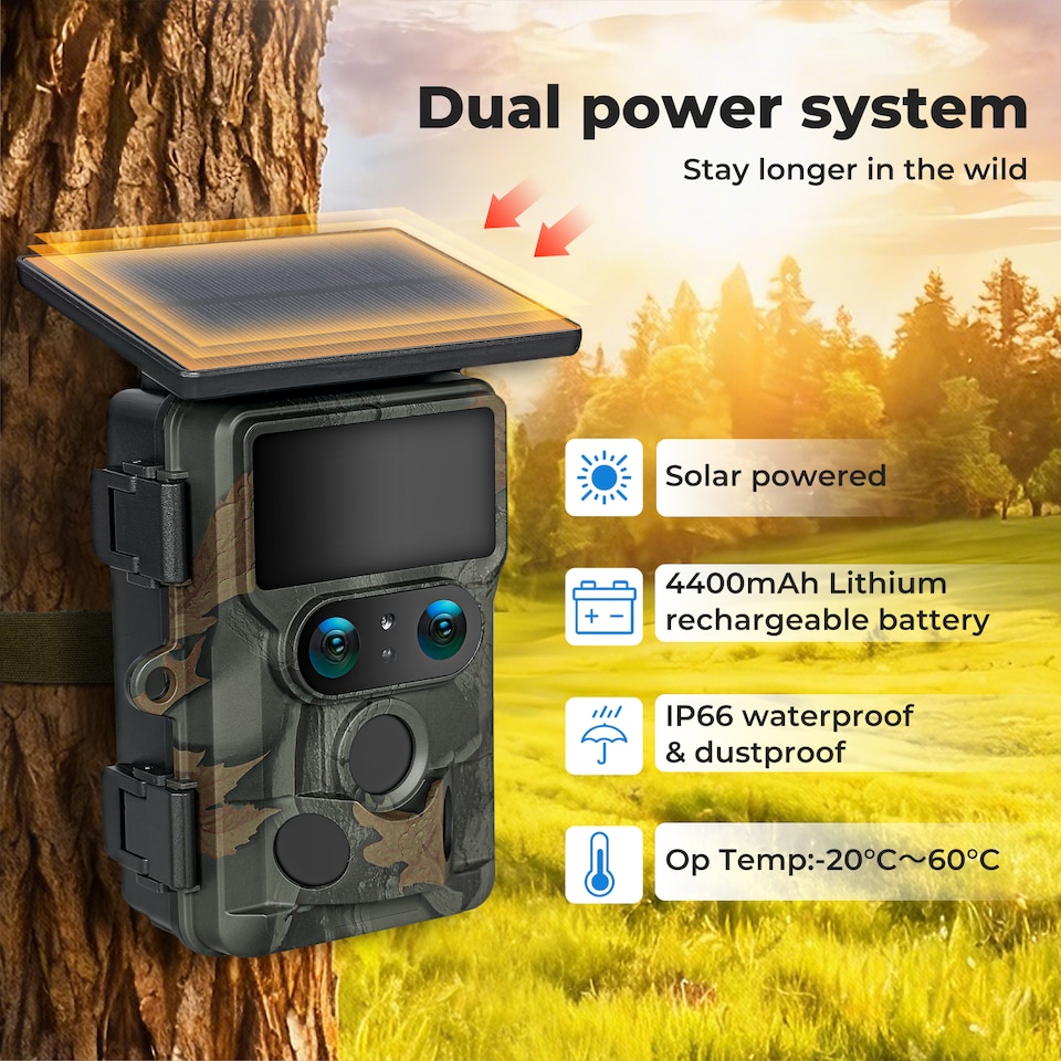 image 1 of Centra Solar Trail Camera 4K Dual Lens WiFi Bluetooth Wildlife Night Vision