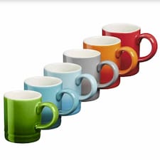 Cooks Professional Set of 6 Espresso Cups - Multicoloured Mini Stoneware Mugs 100ml | Multi | 6