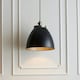 image 2 of Franklin Single Pendant Ceiling Lamp, Aged Pewter Plate, Matt Black Paint