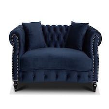 Velvet Navy Blue 2 Seater Chesterfield Sofa RICHMOND