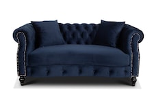 Velvet Navy Blue 2 Seater Chesterfield Sofa RICHMOND