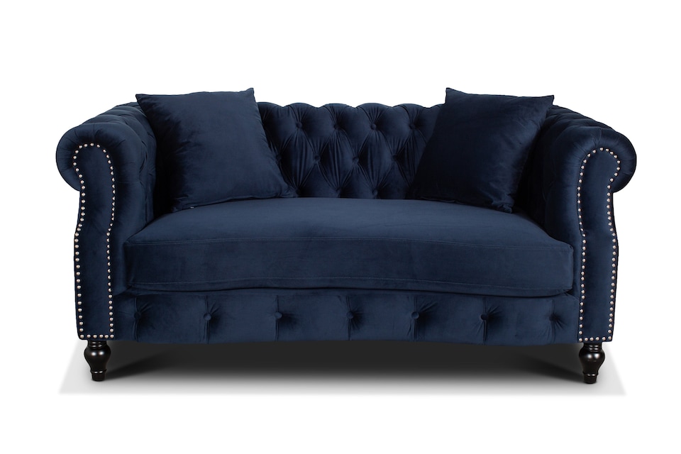 image 1 of Velvet Navy Blue 2 Seater Chesterfield Sofa RICHMOND