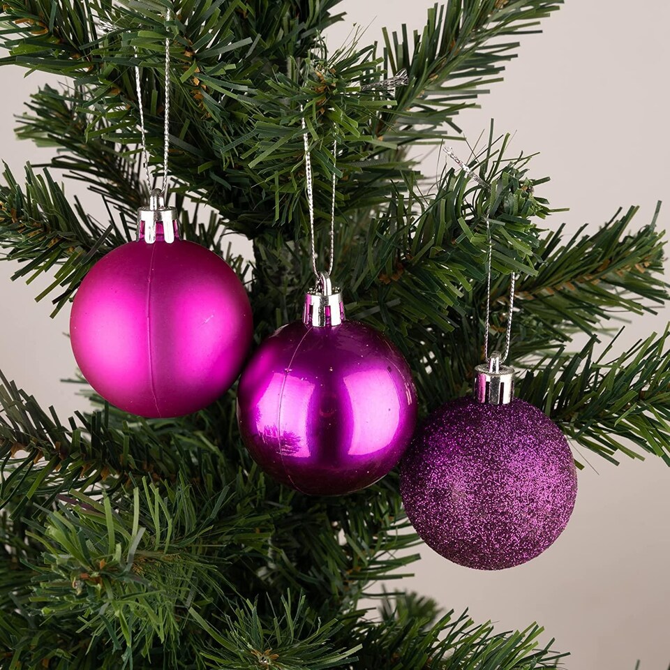 image 1 of 50mm/18Pcs Christmas Baubles Shatterproof Purple,Tree Decorations
