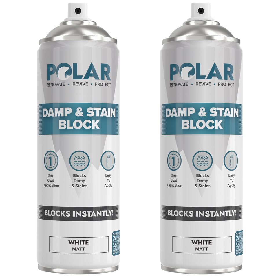 image 1 of Polar Damp & Stain Block Spray One Coat Application Internal Walls Matt | White | White | 500 ml | 2